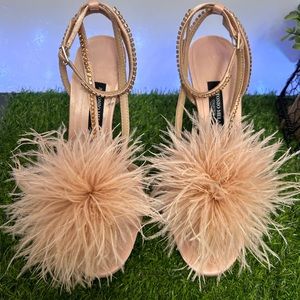 Antonio Melani Collection Aurora Feathered Rhinestone Embellished Dress Sandals